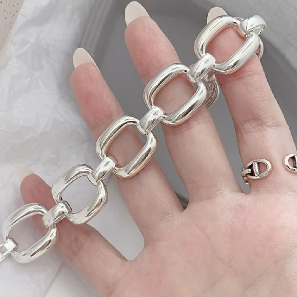 Pulsera de Plata 925 con cadena geométrica - Cadena