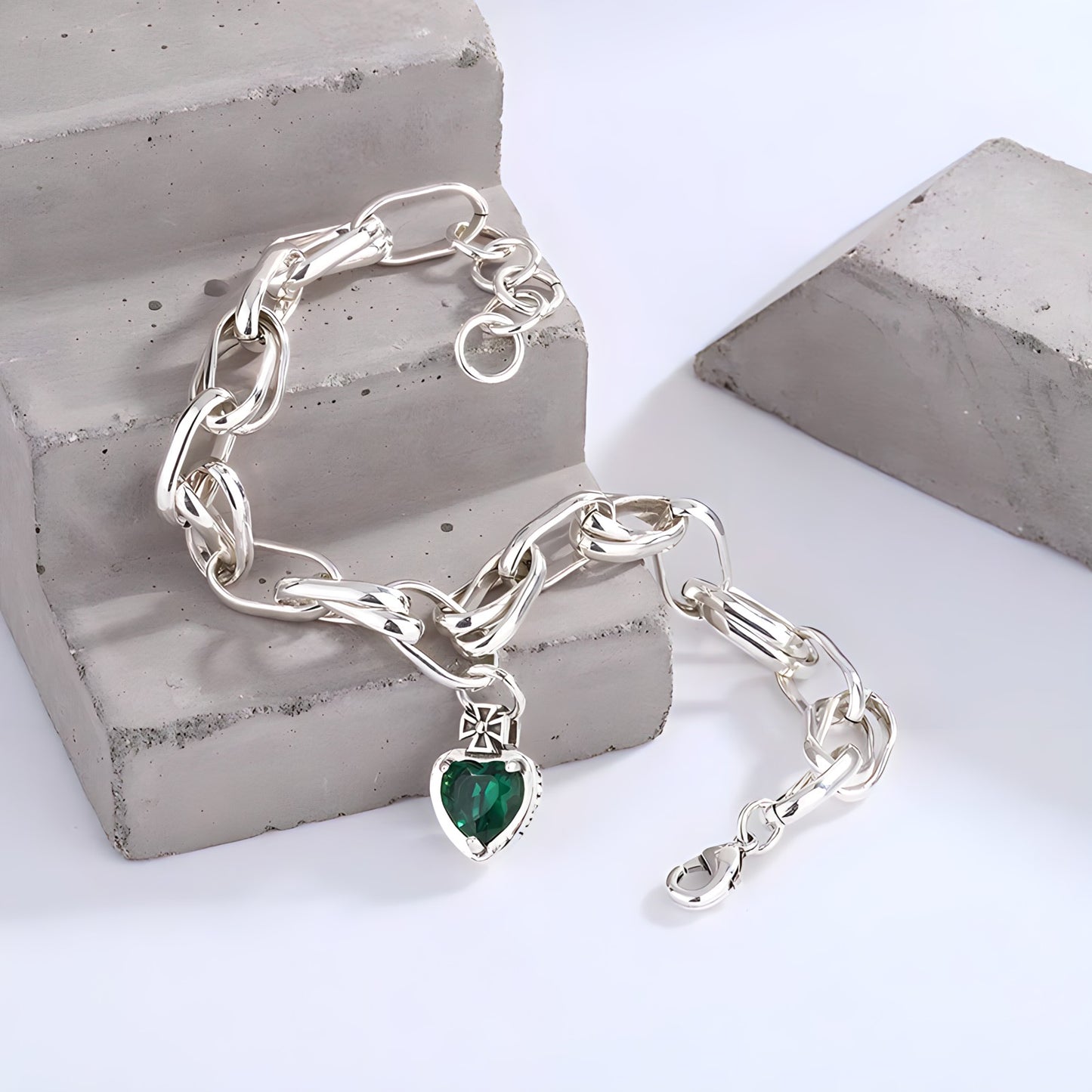 Pulsera de Plata 925 - Green heart