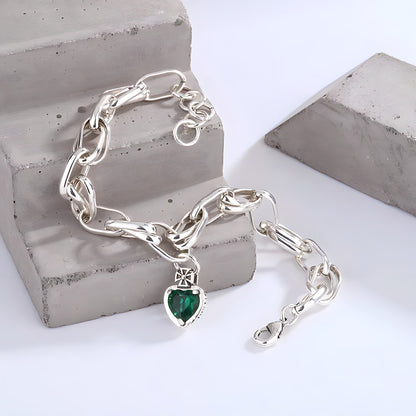 Pulsera de Plata 925 - Green heart