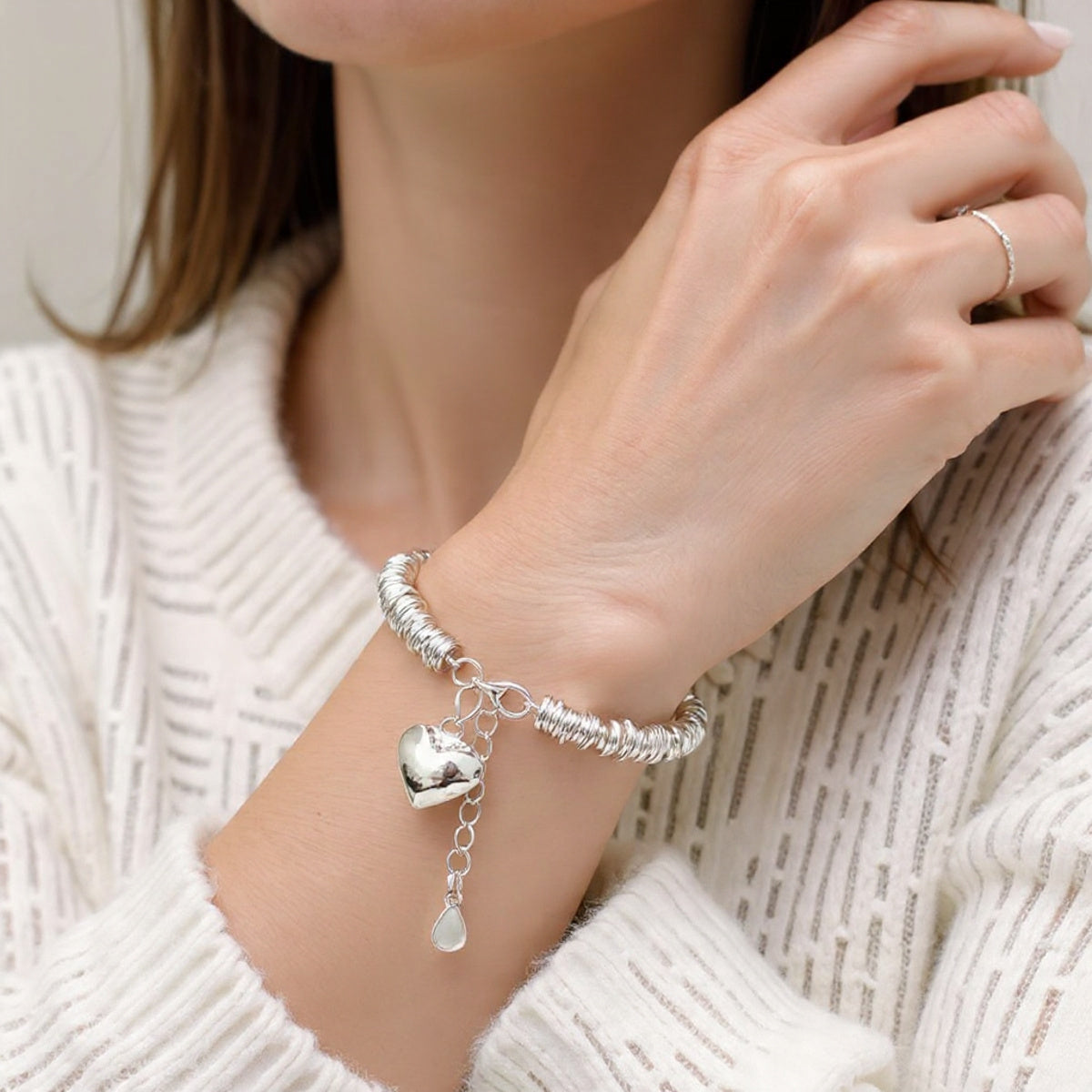 Pulsera de Plata 925 con colgante en forma de corazón - Zanyra