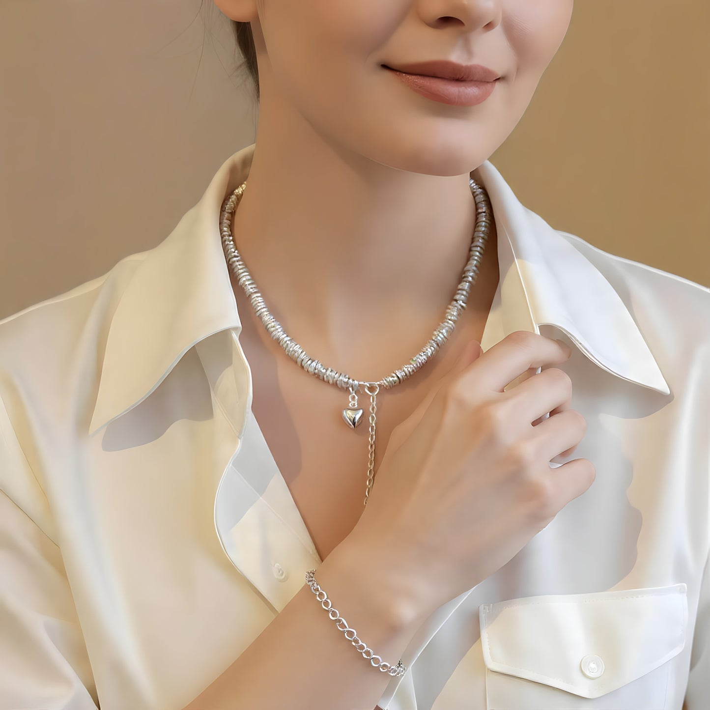 Collar de Plata 925 con colgante en forma de corazón - Foxyne