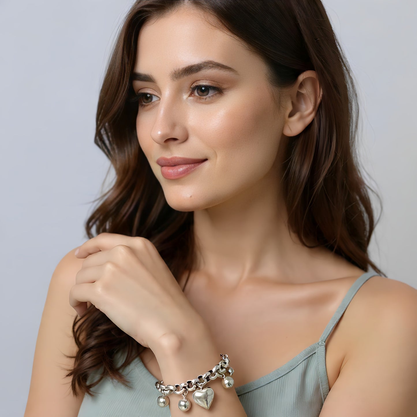 Pulsera de Plata 925 con colgante de corazón y cuentas - Denver