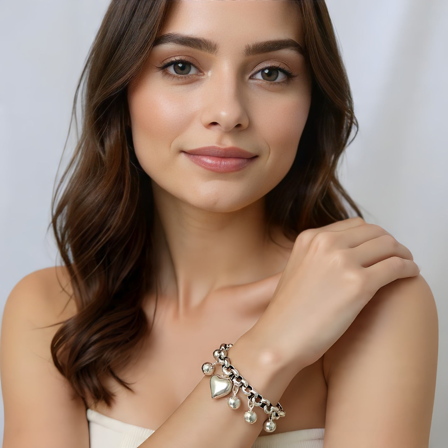 Pulsera de Plata 925 con colgante de corazón y cuentas - Denver