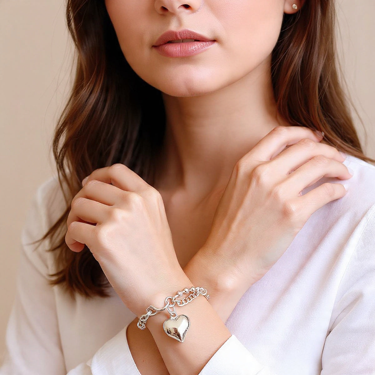 Pulsera de Plata 925 con colgante en forma de corazón - Nina