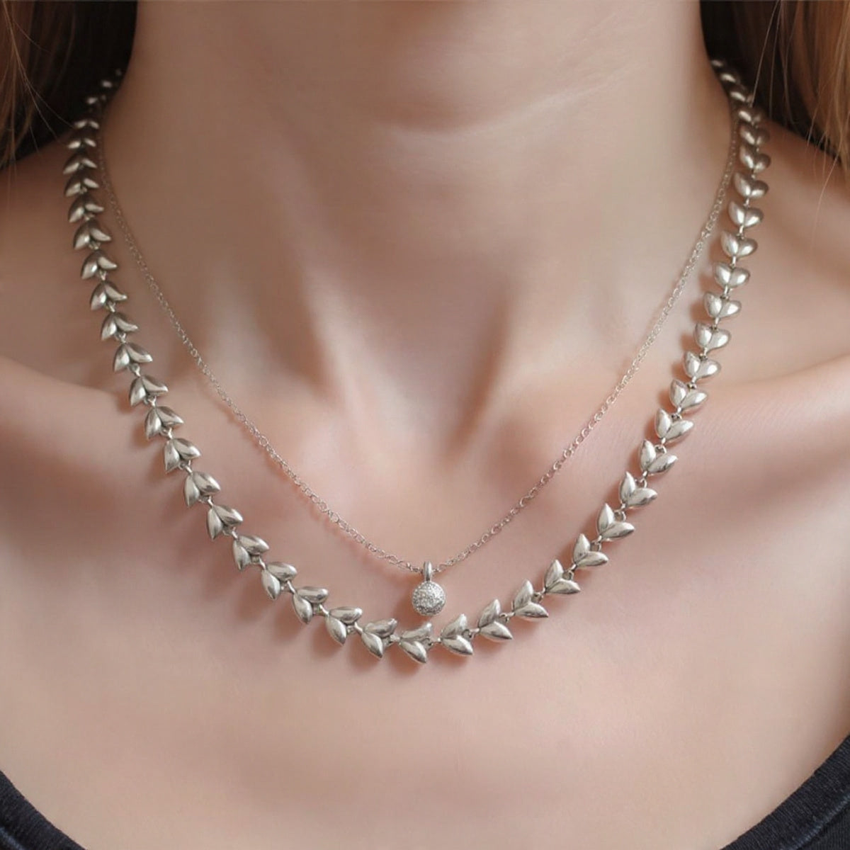 Collar de Plata 925 con cadena de hojas - Laila
