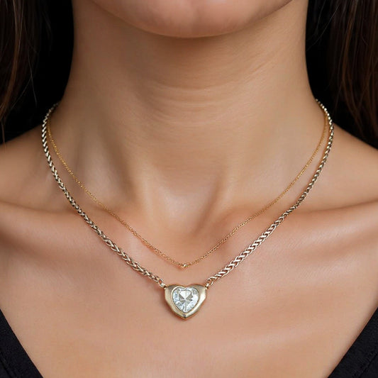 Collar de Plata 925 con circonita azul en forma de corazón - Hadi