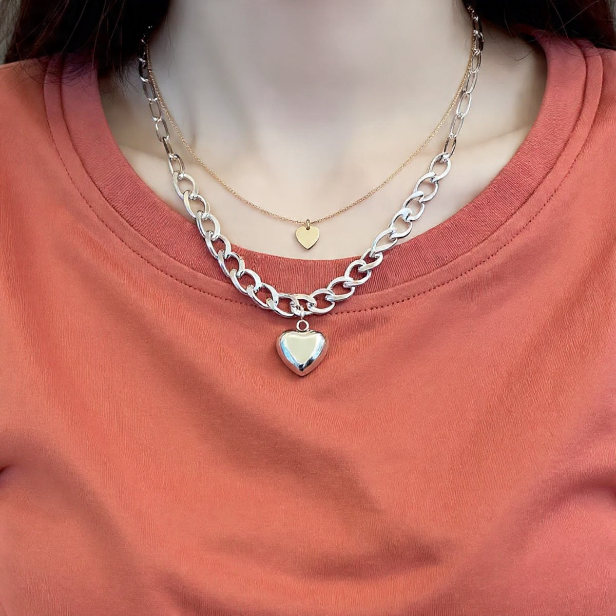 Collar de Plata 925 con cadena y colgante de corazón - Charlotte