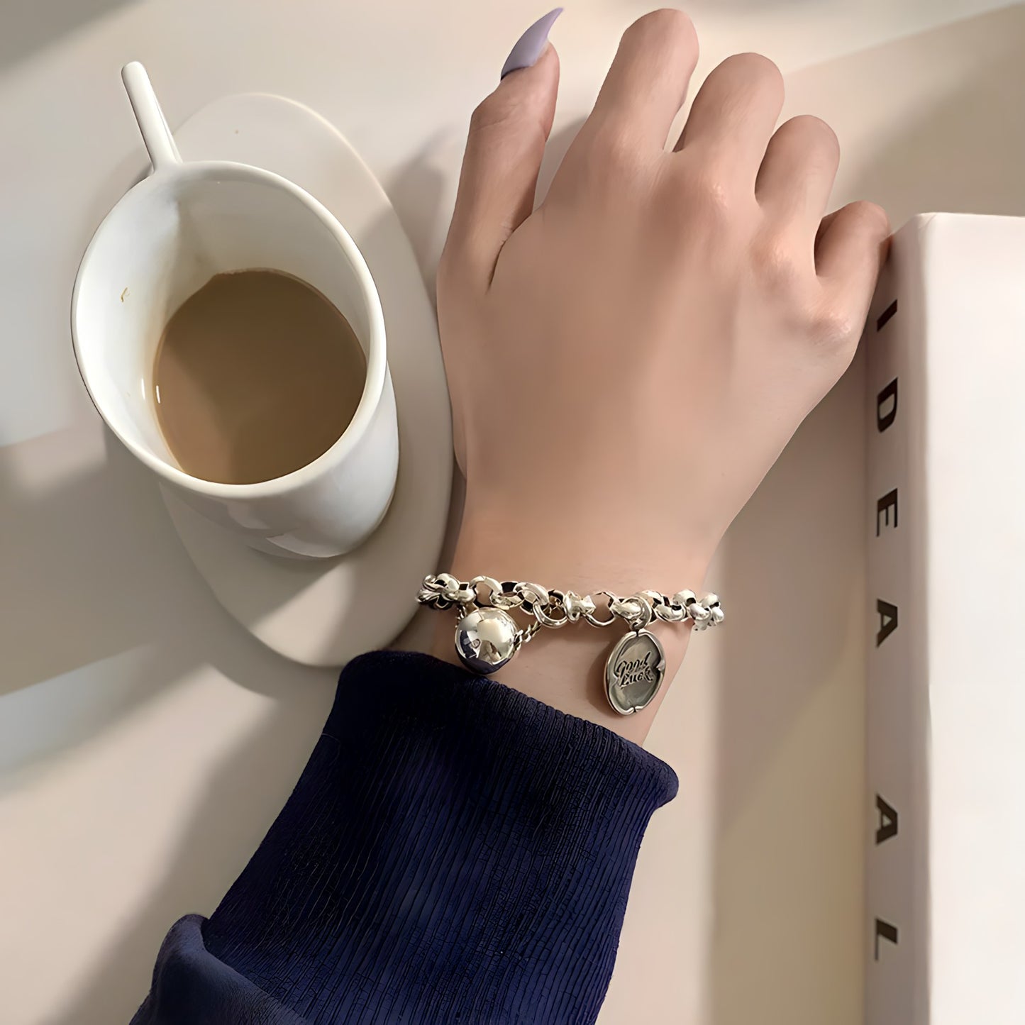 Pulsera de plata 925 con medalla Good luck - Valentina