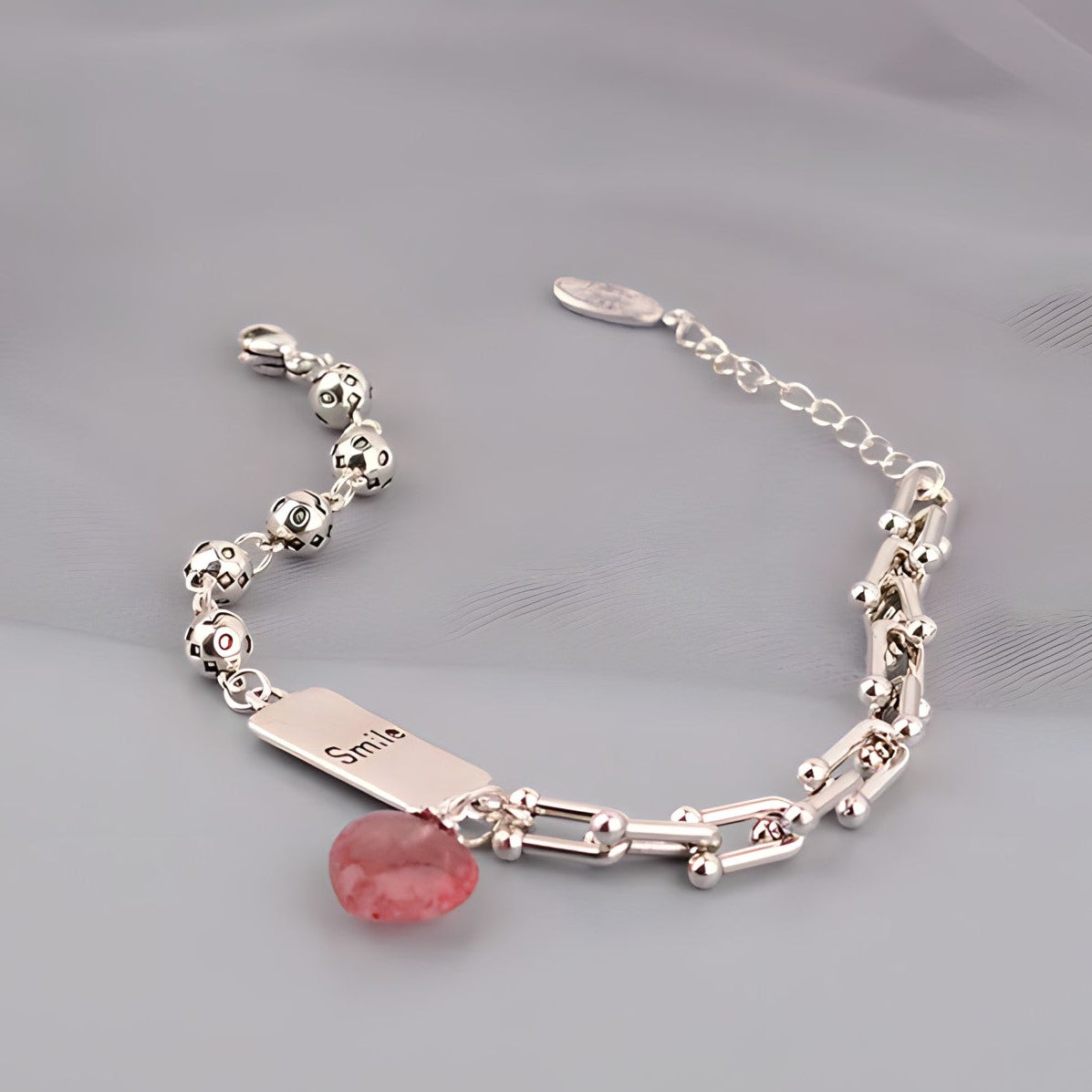 Pulsera de Plata 925 con un colgante de circonita roja - Angelique